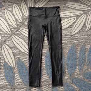 Spanx Women’s Black Faux Leather Shape Leggings‎ Size XL Style 2437Q
